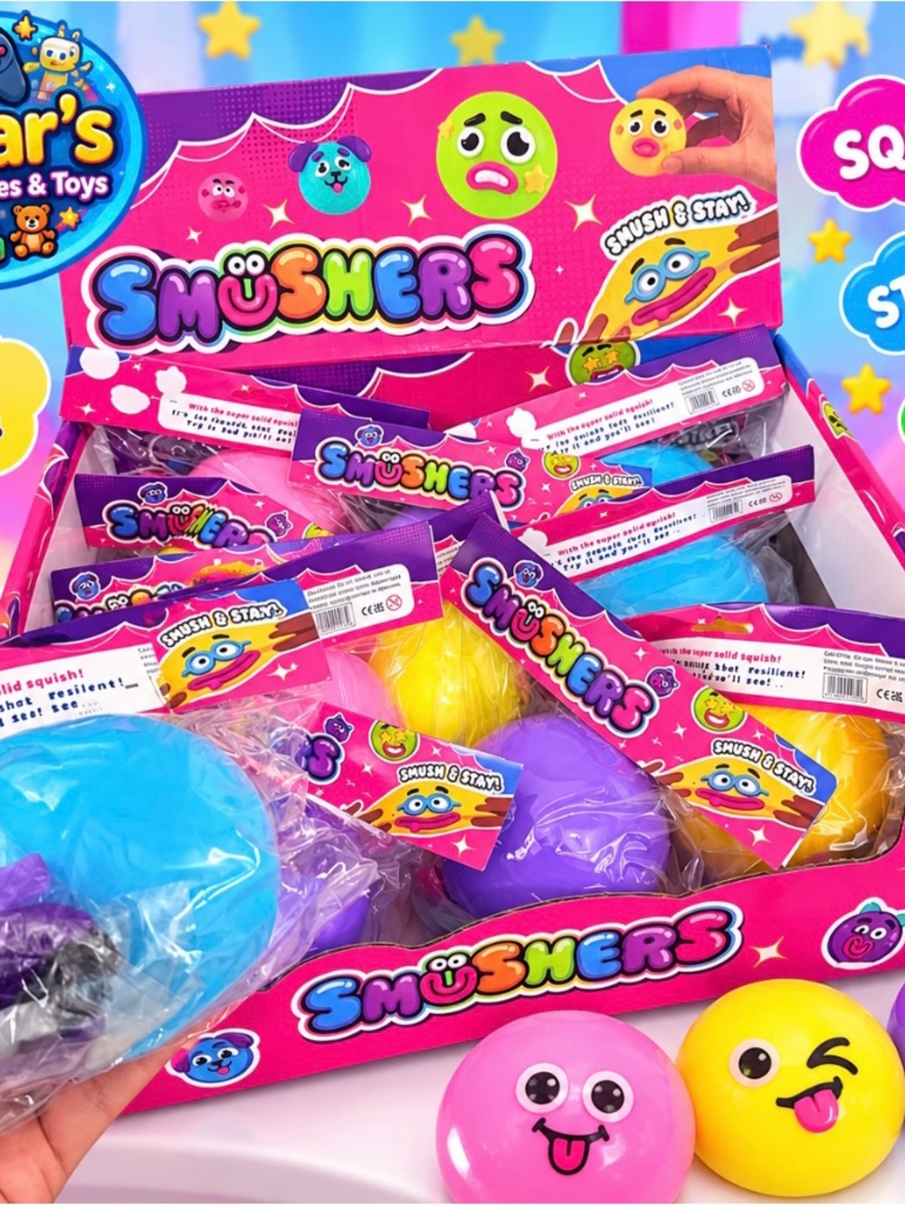 Usher Kids Squishy Toy Ball - Pink, Yellow, Blue, Purple